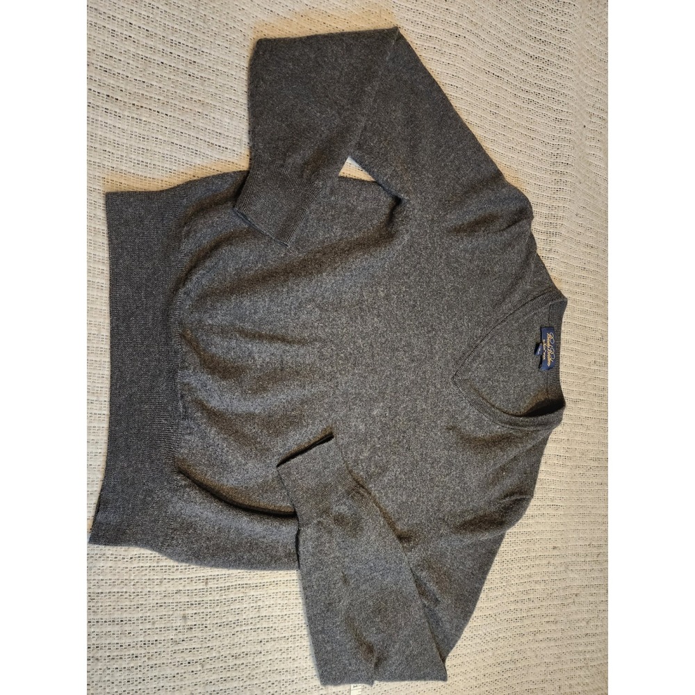 Brooks Brothers Saxon Wool V-Neck Sweater Charcoal Gray Heather‎ Womens Medium